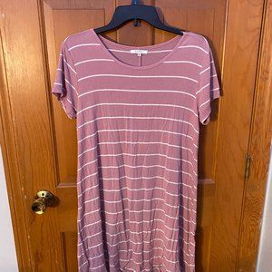 Pink and White Z Supply T-Shirt Dress
